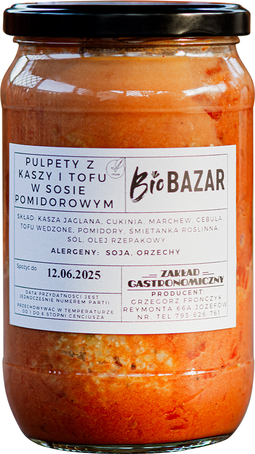 Pulpety z kaszy i tofu w sosie pomidorowym